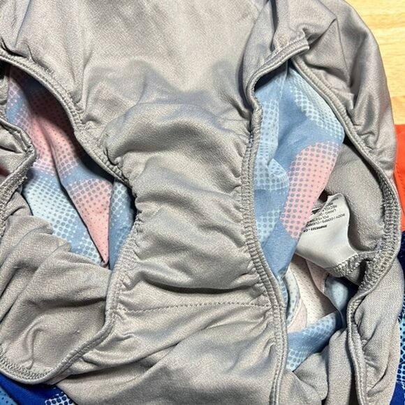 Nike Shorts Women Medium Orange Blue Geometric Print Athletic Running Athleisure - Picture 3 of 5